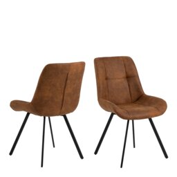 Rackhams Waylor Dining Chair in Brown Fabric Set of 2 - 1 - thumbnail 1