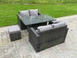 Rackhams PE Rattan Garden Furniture Sofa Set Dining Table Height Adjustable Rising lifting Table Two Seater Double Love Sofa - thumbnail 3