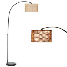 Rackhams Standing Lamp for Living Room, Floor Lamp with Foot Switch, Black - Black - No - Metal, marble, hemp rope, linen - thumbnail 2