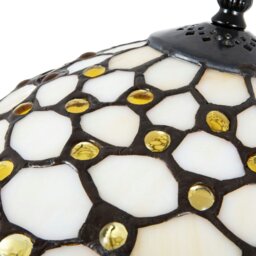 "Rackhams Traditional Stained Glass 12"" Tiffany Lamp with Multiple Amber Circular Beads" - thumbnail 5