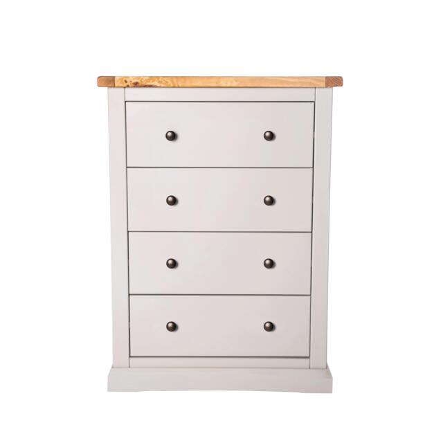 Rackhams Loreo 4 Drawer Chest of Drawers Brass Knob - Light Grey - image 1