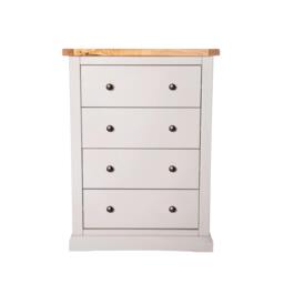 Rackhams Loreo 4 Drawer Chest of Drawers Brass Knob - Light Grey