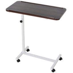 Rackhams C-Shaped Mobile Table Sofa Over Bed Side Nightstand w/ Casters - Brown - thumbnail 2