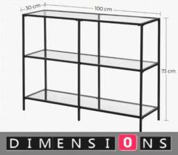 Rackhams Modern 3-Tier Console Table with Tempered Glass Shelves & Black Steel Frame – 100 x 30 x 73 cm - thumbnail 5