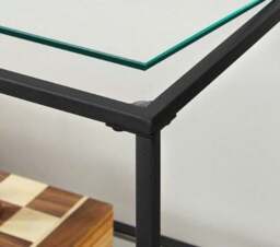Rackhams Modern 3-Tier Console Table with Tempered Glass Shelves & Black Steel Frame – 100 x 30 x 73 cm - thumbnail 4