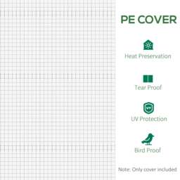Rackhams Greenhouse Replacement Cover ONLY Winter Garden Plant PE Cover with Roll-up Windows Door, 6 x 3 x 2m White - thumbnail 5