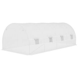 Rackhams Greenhouse Replacement Cover ONLY Winter Garden Plant PE Cover with Roll-up Windows Door, 6 x 3 x 2m White - thumbnail 6