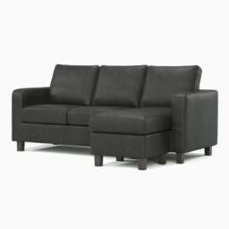 Rackhams York Black Faux Leather 3 Seater Reversible Corner Sofa - thumbnail 3