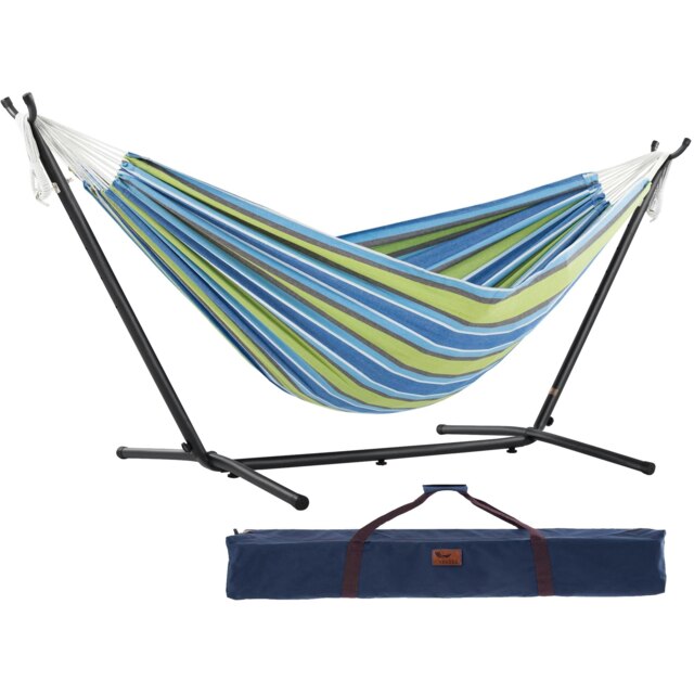 Rackhams Double Cotton Hammock with Stand (280cm) - Oasis - image 1