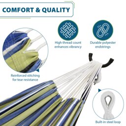 Rackhams Double Cotton Hammock with Stand (280cm) - Oasis - thumbnail 5