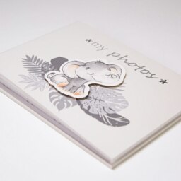 Rackhams Cute Baby Elephant Grey Photo Album with Silver Stars and Palm Leaves - thumbnail 4