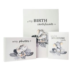 Rackhams Cute Baby Elephant Grey Photo Album with Silver Stars and Palm Leaves - thumbnail 5