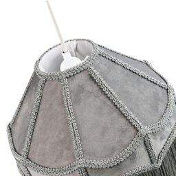 Rackhams Traditional Victorian Empire Lampshade in Soft Dove Grey Velvet with Tassels - thumbnail 5