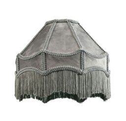 Rackhams Traditional Victorian Empire Lampshade in Soft Dove Grey Velvet with Tassels
