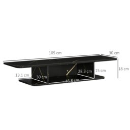 Rackhams Wall Mounted TV  Stand Entertainment Unit with Storage Shelf, Black - Black - thumbnail 5