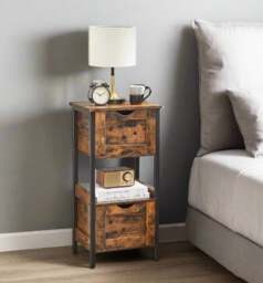 Rackhams Slim Bathroom Floor Cabinet with 2 Drawers and Open Shelf for Bathroom, Bedroom, or Living Room