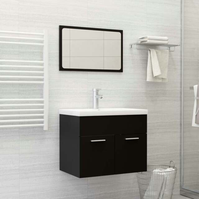 Rackhams Bathroom Furniture Set Black Engineered Wood