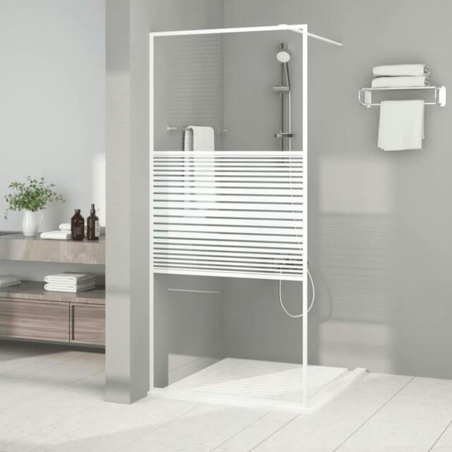 Rackhams Walk-in Shower Wall White 90x195 cm Clear ESG Glass - image 1