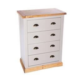 Rackhams Bomporto 4 Drawer Chest of Drawers Brass Cup Handle - Light Grey - thumbnail 3