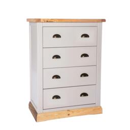 Rackhams Bomporto 4 Drawer Chest of Drawers Brass Cup Handle - Light Grey - thumbnail 1