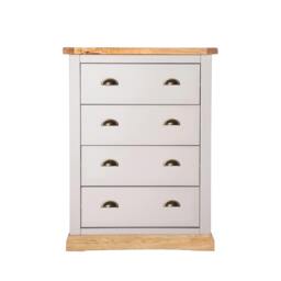 Rackhams Bomporto 4 Drawer Chest of Drawers Brass Cup Handle - Light Grey - thumbnail 2