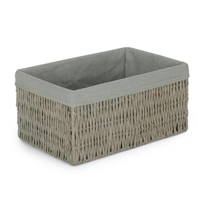 Rackhams Grey Paper Rope Storage Basket with Grey Cotton Lining - Large