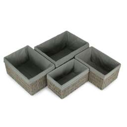 Rackhams Grey Paper Rope Storage Basket with Grey Cotton Lining - Large - thumbnail 3
