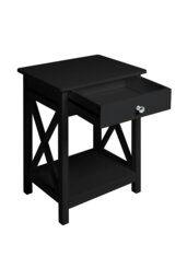 Rackhams 55.5cm H One Drawer Wooden  Bedside Table Night Stand with Shelf - Black - thumbnail 5
