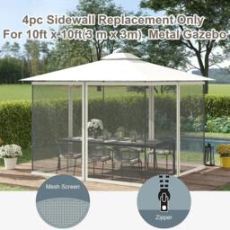 Rackhams 302 x 207cm Universal Replacement Mesh Sidewall Netting for Gazebos and Canopy Tents, (Sidewall Only) White - thumbnail 3