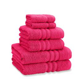 Rackhams Zero Twist Cotton 6 Piece Towel Bale Set Hot Pink - 6 Piece Towel Set - Hot Pink - thumbnail 1