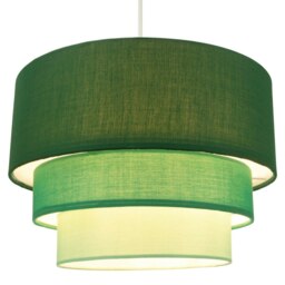 Rackhams Contemporary Round Triple Tier Forest Green Cotton Fabric Pendant Light Shade - thumbnail 2
