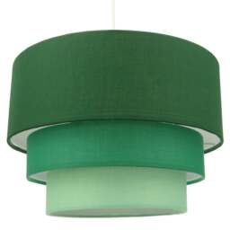 Rackhams Contemporary Round Triple Tier Forest Green Cotton Fabric Pendant Light Shade