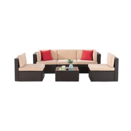 Rackhams 5 Seat Garden Patio Rattan Furniture Sofa Set