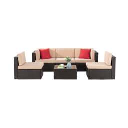 Rackhams 5 Seat Garden Patio Rattan Furniture Sofa Set - thumbnail 2