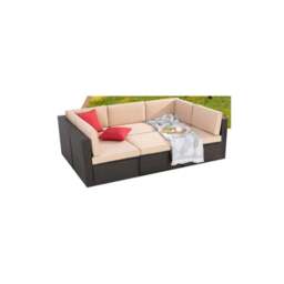 Rackhams 5 Seat Garden Patio Rattan Furniture Sofa Set - thumbnail 3