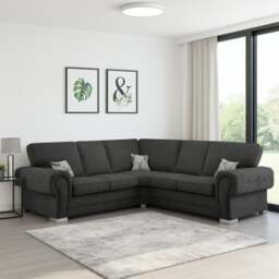 Rackhams Milan Chesterfield Fabric 5 Seater Corner Sofa - Full Back - Mink - thumbnail 3