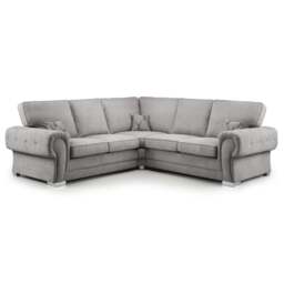 Rackhams Milan Chesterfield Fabric 5 Seater Corner Sofa - Full Back - Mink - thumbnail 4