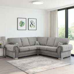 Rackhams Milan Chesterfield Fabric 5 Seater Corner Sofa - Full Back - Mink - thumbnail 2