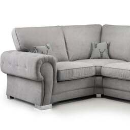 Rackhams Milan Chesterfield Fabric 5 Seater Corner Sofa - Full Back - Mink - thumbnail 6