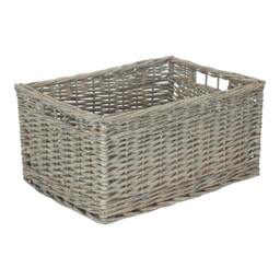 Rackhams Grey Wash Unlined Willow Storage Baskets - Extra Large - wicker - Grey