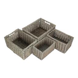 Rackhams Grey Wash Unlined Willow Storage Baskets - Extra Large - wicker - Grey - thumbnail 3