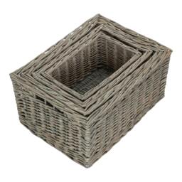 Rackhams Grey Wash Unlined Willow Storage Baskets - Extra Large - wicker - Grey - thumbnail 4