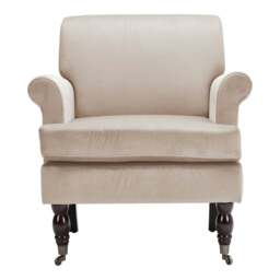 Rackhams Contemporary Velvet upholstered Armchair with Casters - Grey - thumbnail 6