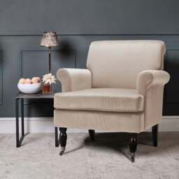 Rackhams Contemporary Velvet upholstered Armchair with Casters - Grey - thumbnail 3