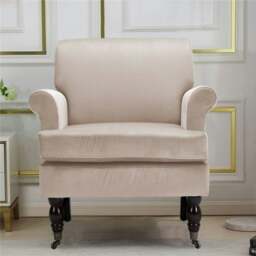 Rackhams Contemporary Velvet upholstered Armchair with Casters - Grey - thumbnail 4