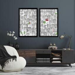 Rackhams Wall art London - Set of 2 framed travel posters - A4 8.27 x 11.69 in / 21 x 29.7 cm - Satin Photo paper 280 gsm - Oak Frame - thumbnail 3