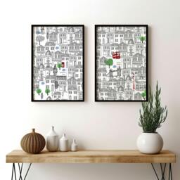 Rackhams Wall art London - Set of 2 framed travel posters - A4 8.27 x 11.69 in / 21 x 29.7 cm - Satin Photo paper 280 gsm - Oak Frame - thumbnail 4