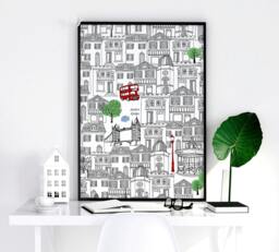 Rackhams Wall art London - Set of 2 framed travel posters - A4 8.27 x 11.69 in / 21 x 29.7 cm - Satin Photo paper 280 gsm - Oak Frame - thumbnail 6