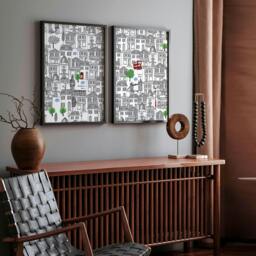 Rackhams Wall art London - Set of 2 framed travel posters - A4 8.27 x 11.69 in / 21 x 29.7 cm - Satin Photo paper 280 gsm - Oak Frame - thumbnail 2