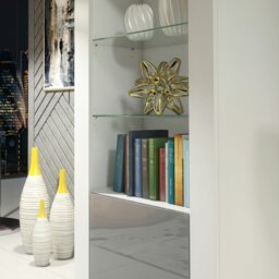 Rackhams Modern Display Cabinet 170cm – White Body & Grey Gloss Doors - 170 - MDF/Chipboard - 1 - thumbnail 4